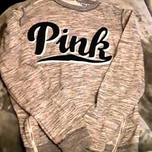 PINK embroidered zippered light sweatshirt
